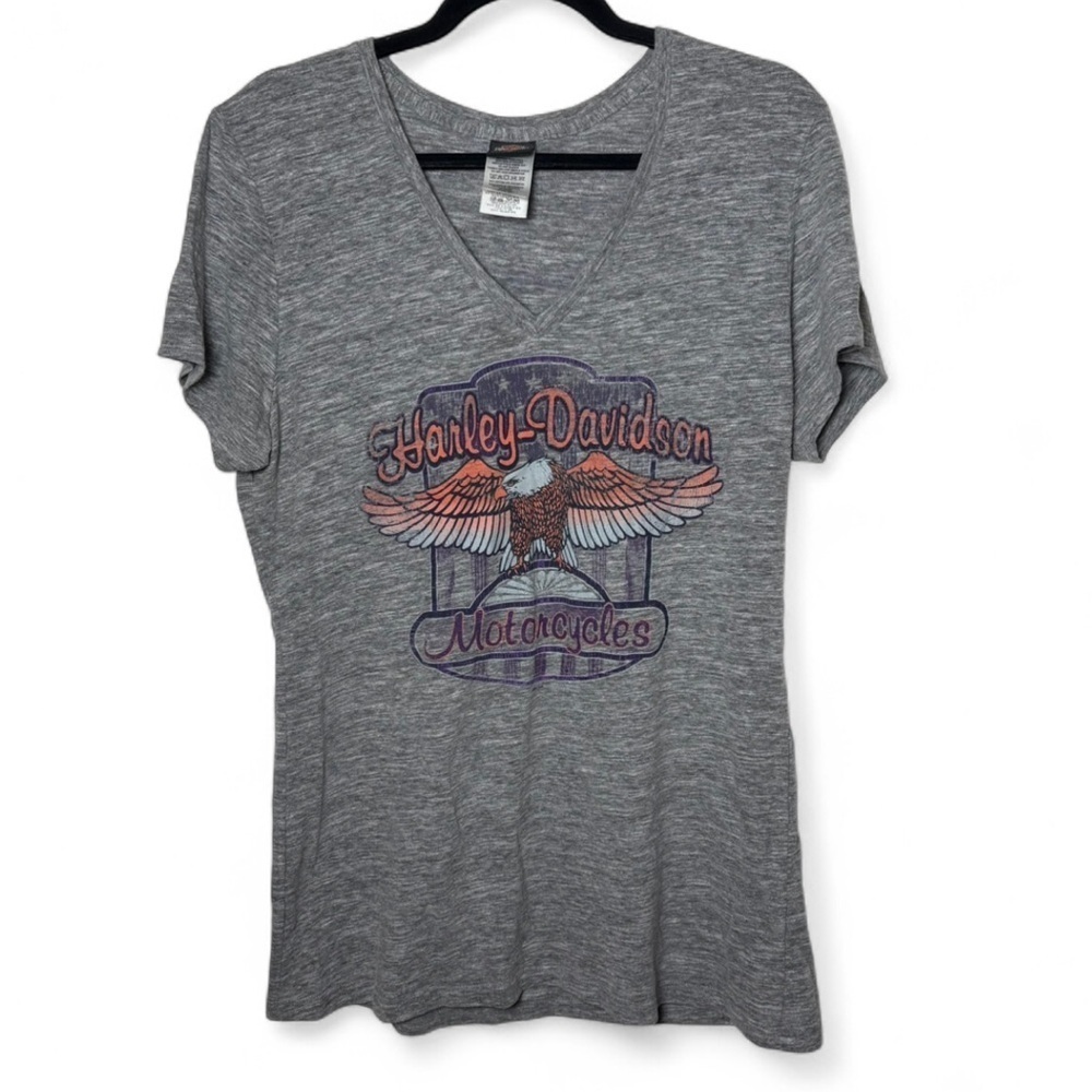 Harley-Davidson Gray Eagle V-Neck Tee Women’s XL Thunder Road Canada